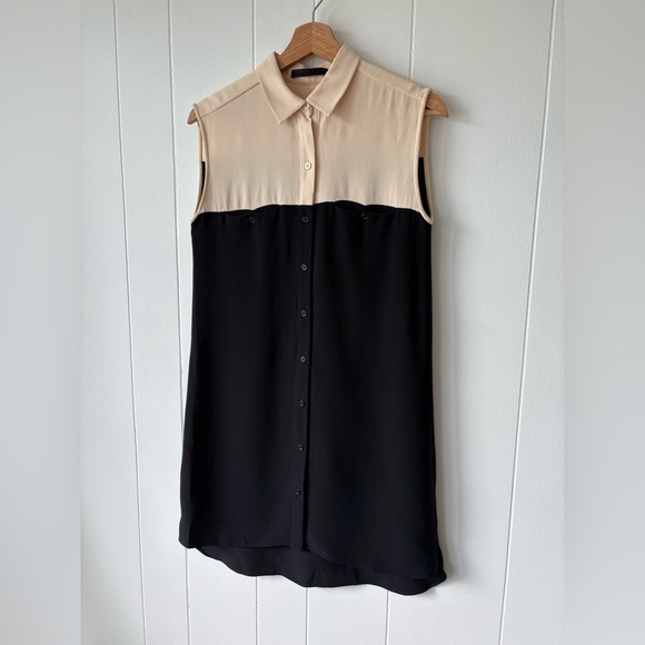 Jenni Kayne Silk Black/Cream Mini Dress | Size Small - Picture 5 of 9